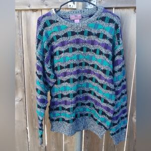 Concrete x Vintage Sweater 3D Knit Adult Large Crew Neck Pullover Grunge